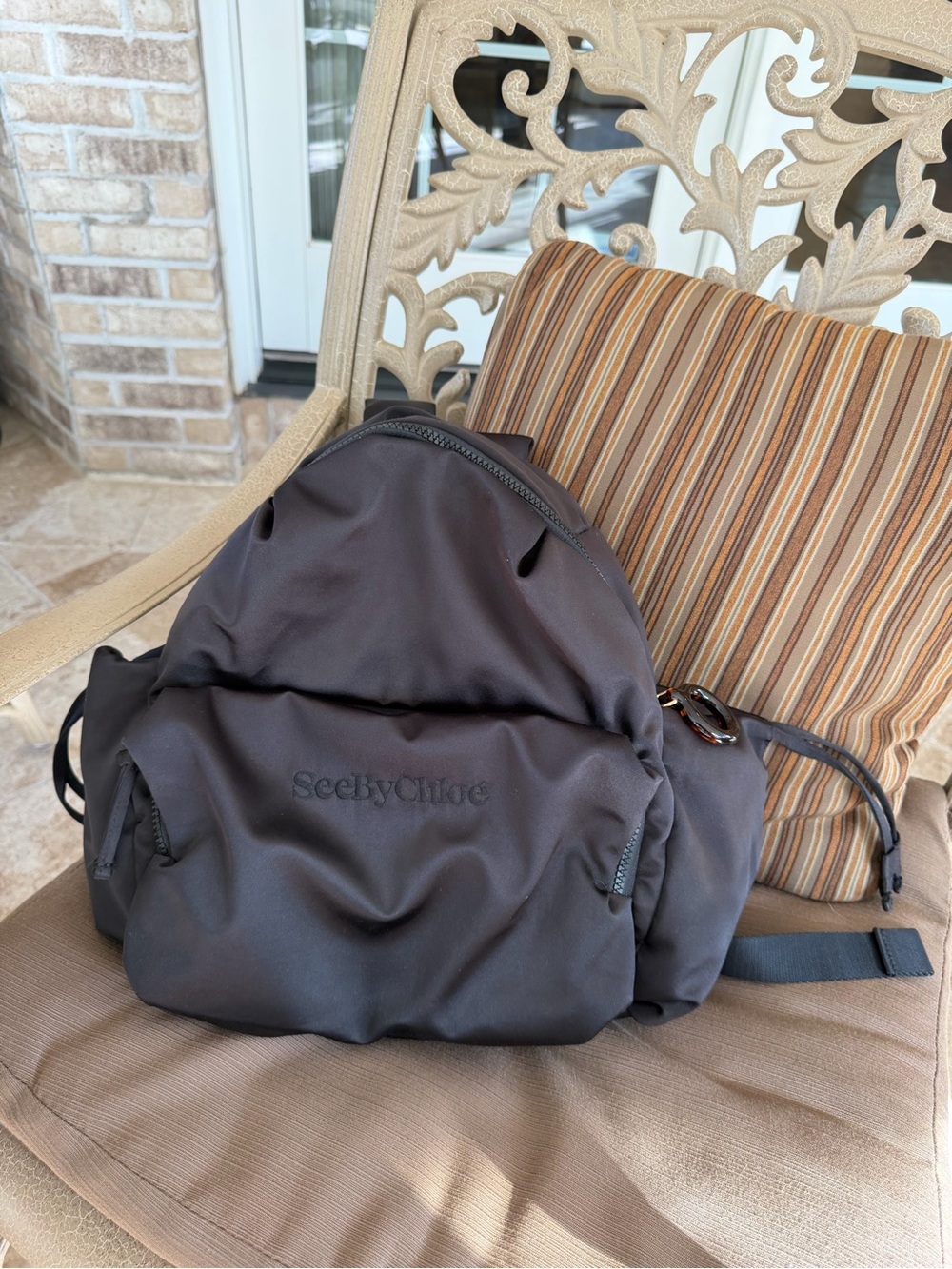 See By Chloe black Nylon Backpack with Embossed Logo